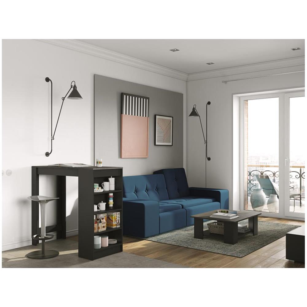 Mobile Bar Nero E Piano Effetto Calcestruzzo - Janis - Foto 2