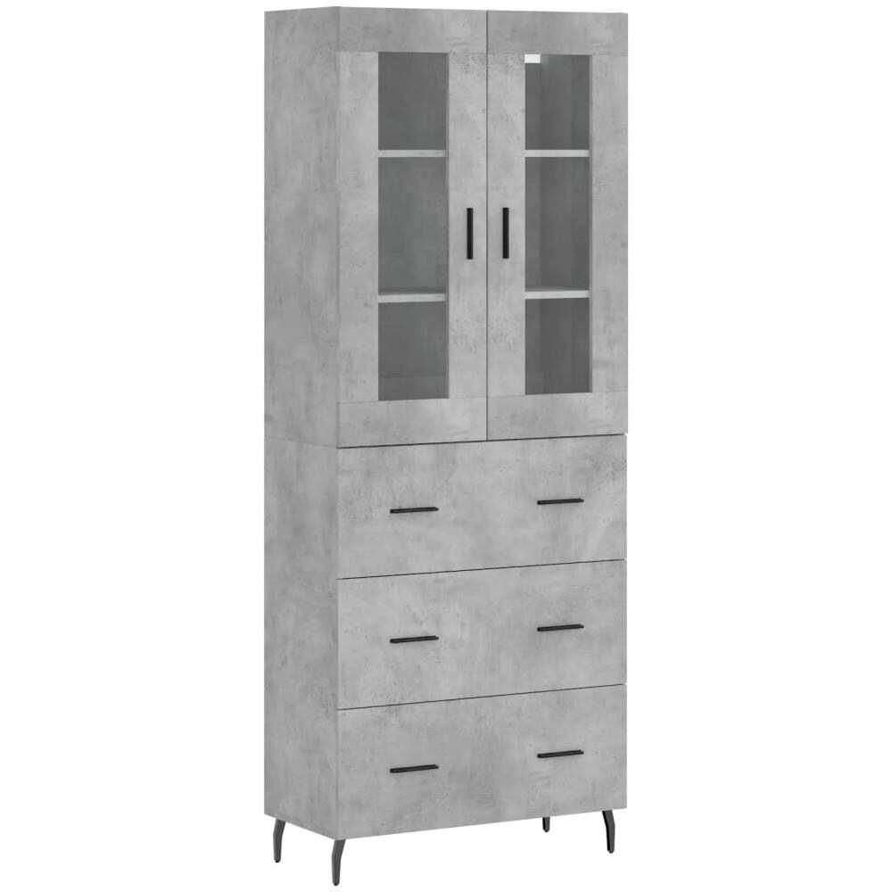 Credenza Grigio Cemento 69,5x34x180 Cm In Legno Multistrato - Foto 2