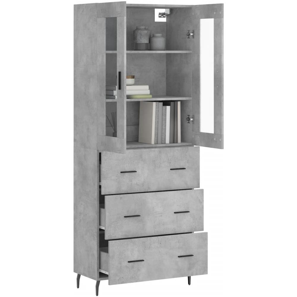 Credenza Grigio Cemento 69,5x34x180 Cm In Legno Multistrato - Foto 3