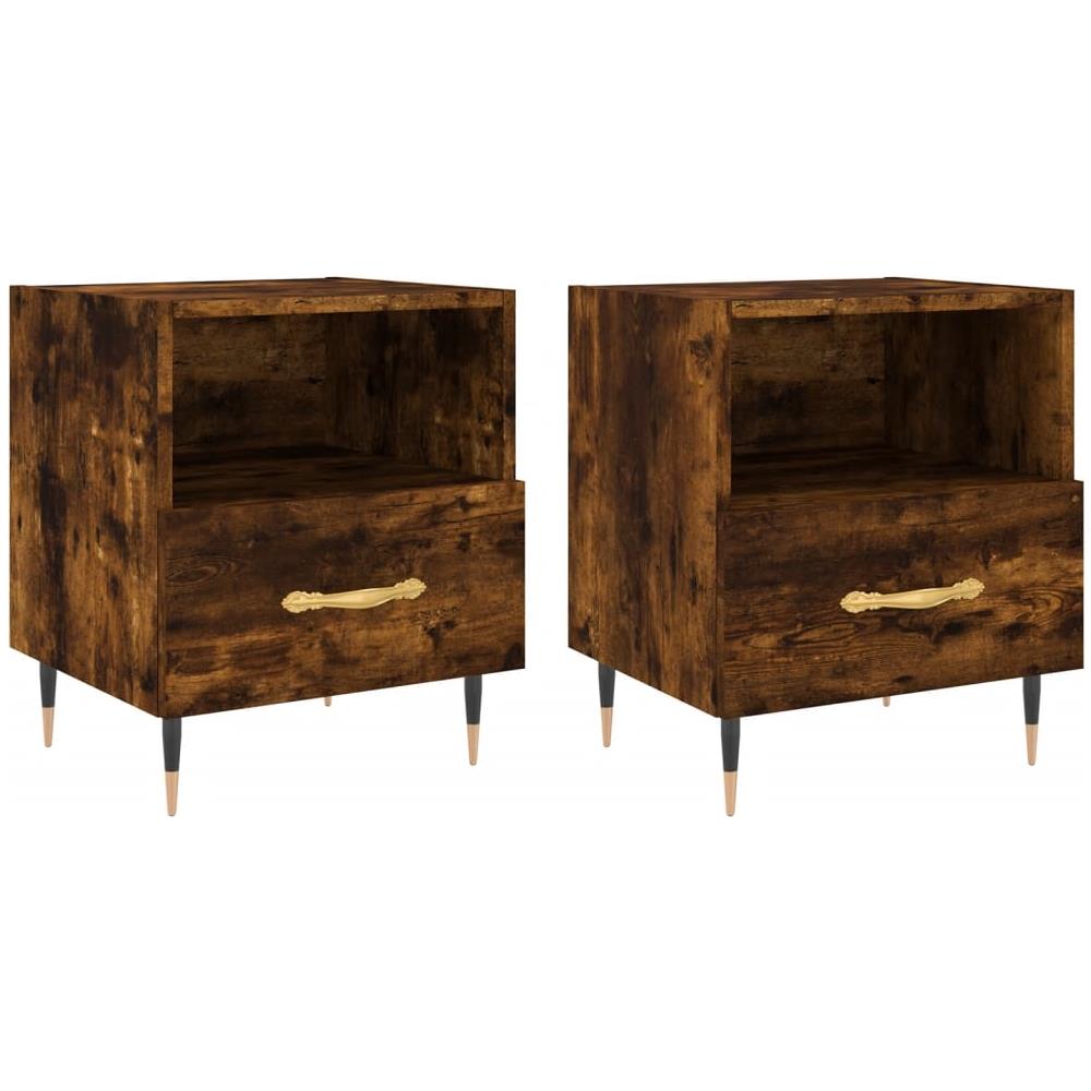 Comodini 2 Pz Rovere Fumo 40x35x47,5 Cm In Legno Multistrato - Foto 2