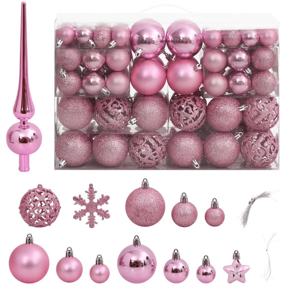 Set Palline Di Natale 111 Pz Rosa In Polistirene - Foto 1
