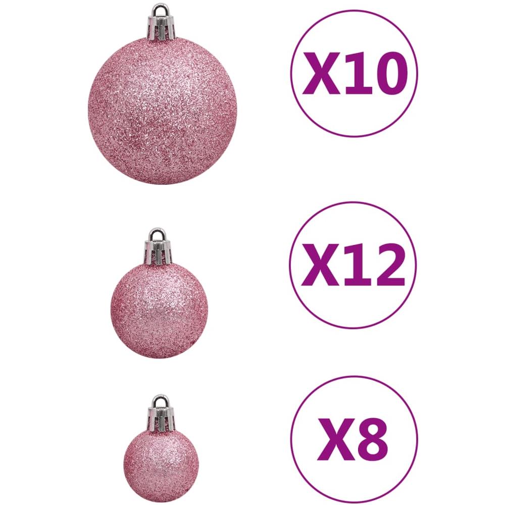 Set Palline Di Natale 111 Pz Rosa In Polistirene - Foto 7