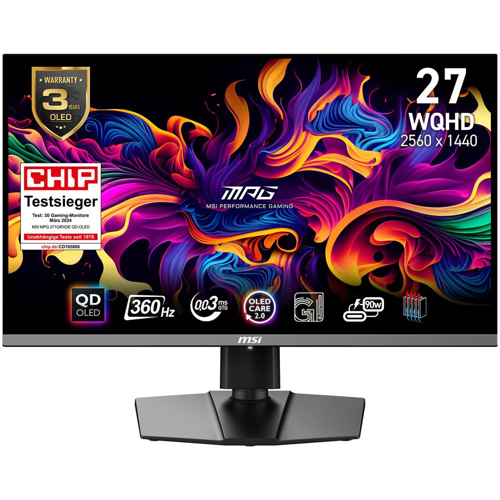 Monitor 26.5" QD-OLED Gaming MPG 271QRXDE Wide Quad HD 2560 x 1440 Pixel Tempo di Risposta 1 ms Frequenza di Aggiornamento 360 (Hz) - Foto 1