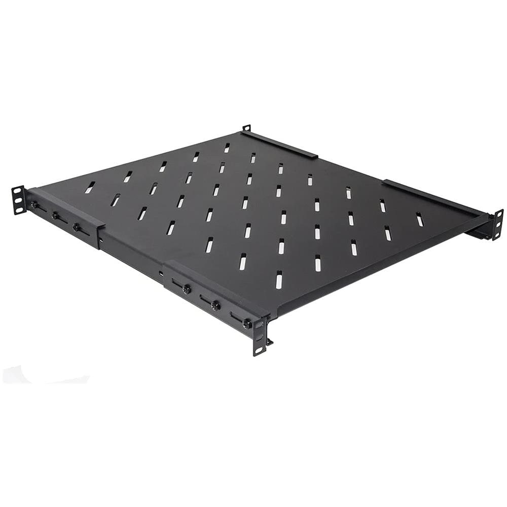 Ripiano per Armadio Rack 19" Allungabile 550mm con 4 Agganci Nero - Foto 1
