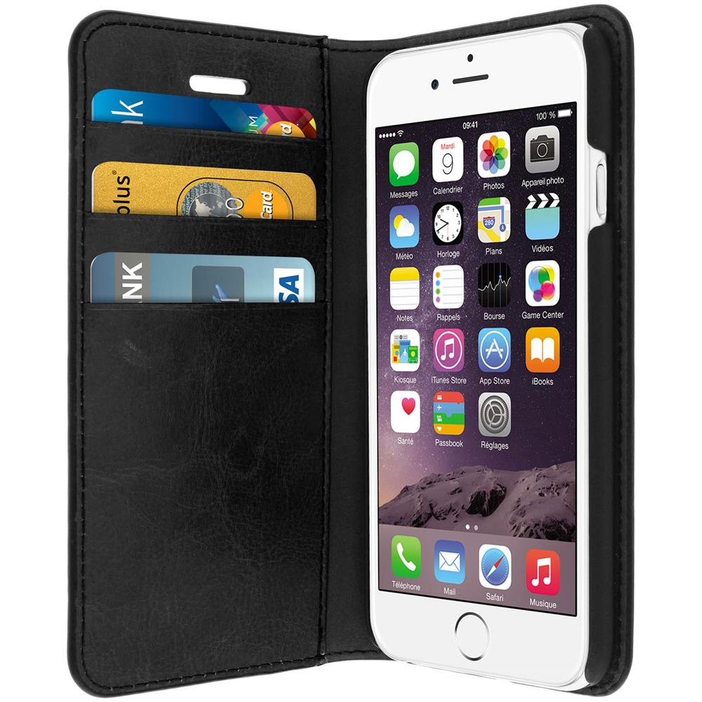 Custodia A Libro In Vera Pelle Serie First Class Per Apple Iphone 6 E 6s - Nera - Foto 1