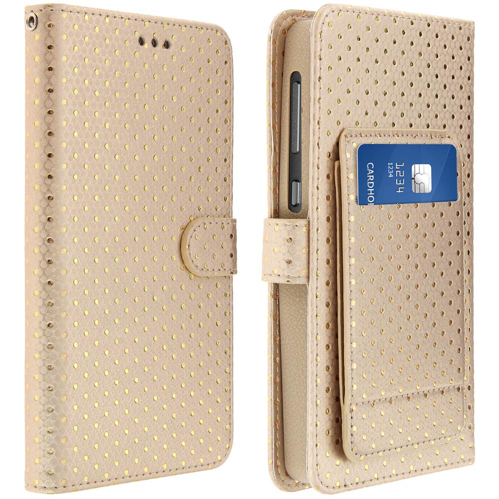 Custodia Smartphone Universale Portafoglio Oro M Supporto + Specchio - Foto 1