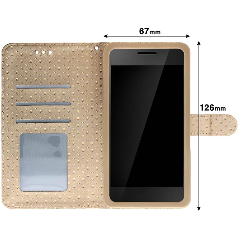 Custodia Smartphone Universale Portafoglio Oro M Supporto + Specchio - Foto 10