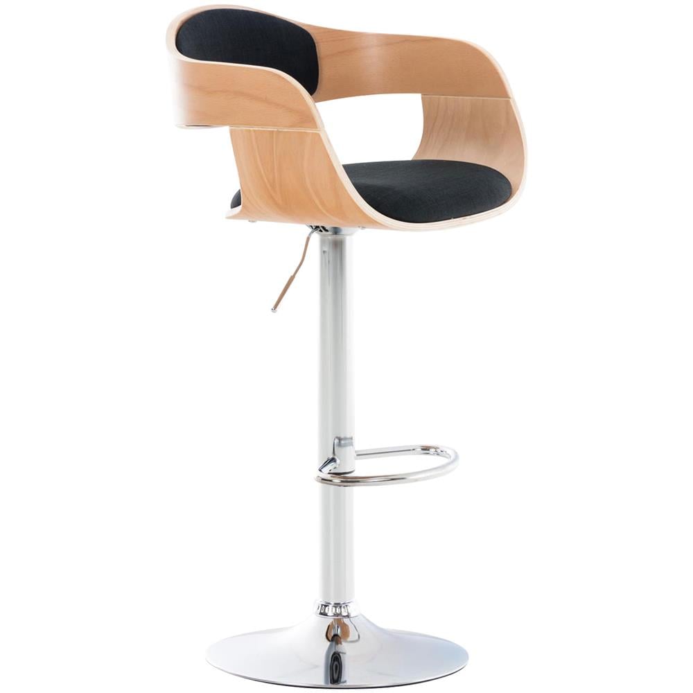 Sgabello rétro Kingston con Braccioli - Sgabello Bar Girevole 360° in Tessuto e Legno I Sgabello Alto Bancone Regolabile 63 - 77 cm Natura / Nero - Foto 1