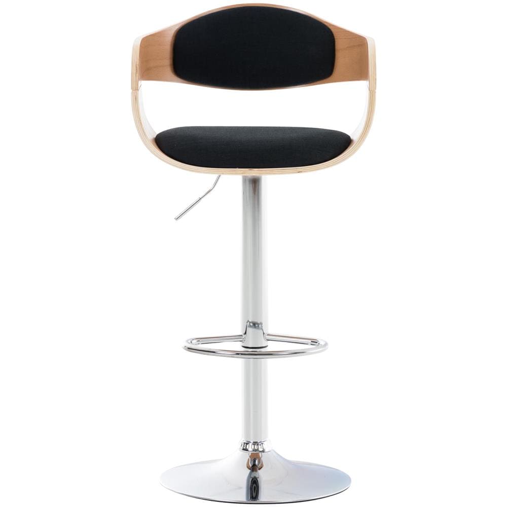 Sgabello rétro Kingston con Braccioli - Sgabello Bar Girevole 360° in Tessuto e Legno I Sgabello Alto Bancone Regolabile 63 - 77 cm Natura / Nero - Foto 2