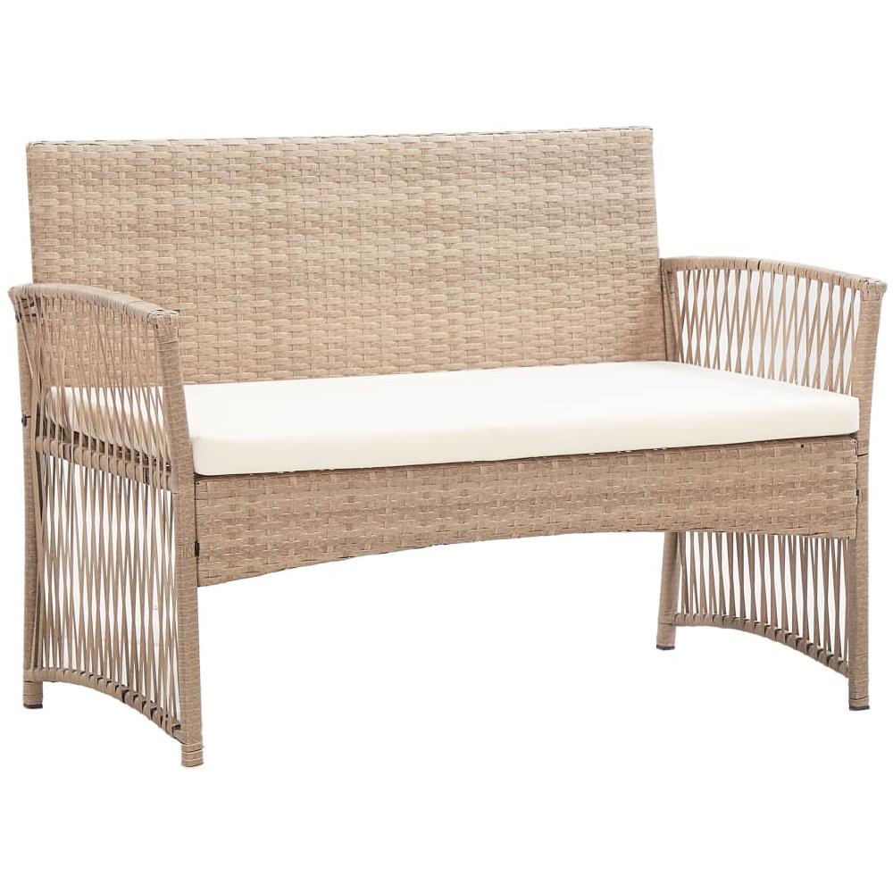 Set Divani Da Giardino 4 Pz Con Cuscino In Polyrattan Beige - Foto 8
