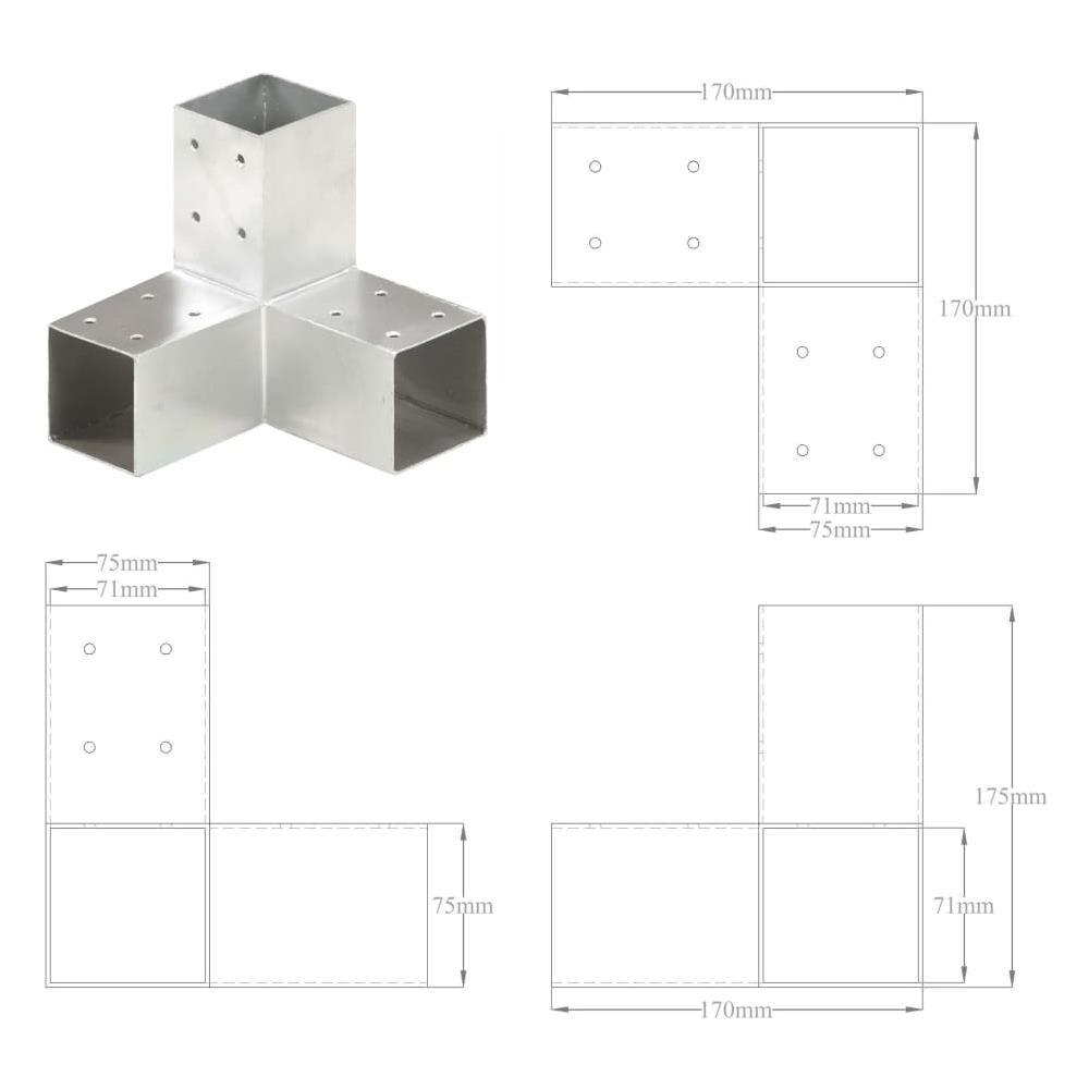 Connettore Per Pali A Forma Di Y In Metallo Zincato 71x71 Mm - Foto 6