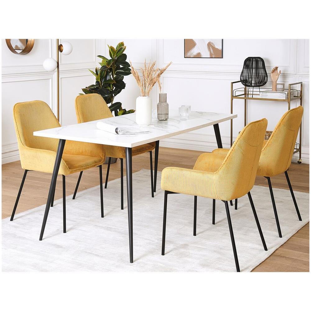 Set Di 2 Sedie Da Pranzo In Velluto A Coste Giallo Loverna - Foto 2