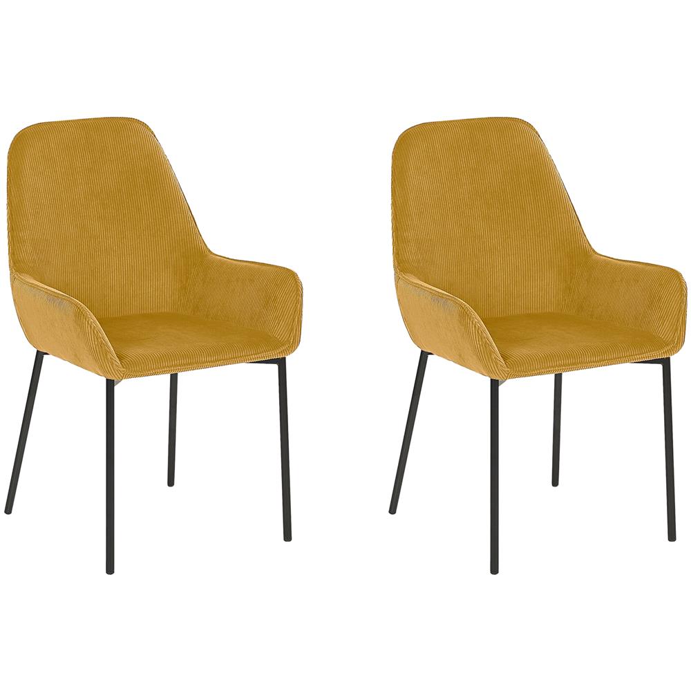 Set Di 2 Sedie Da Pranzo In Velluto A Coste Giallo Loverna - Foto 1
