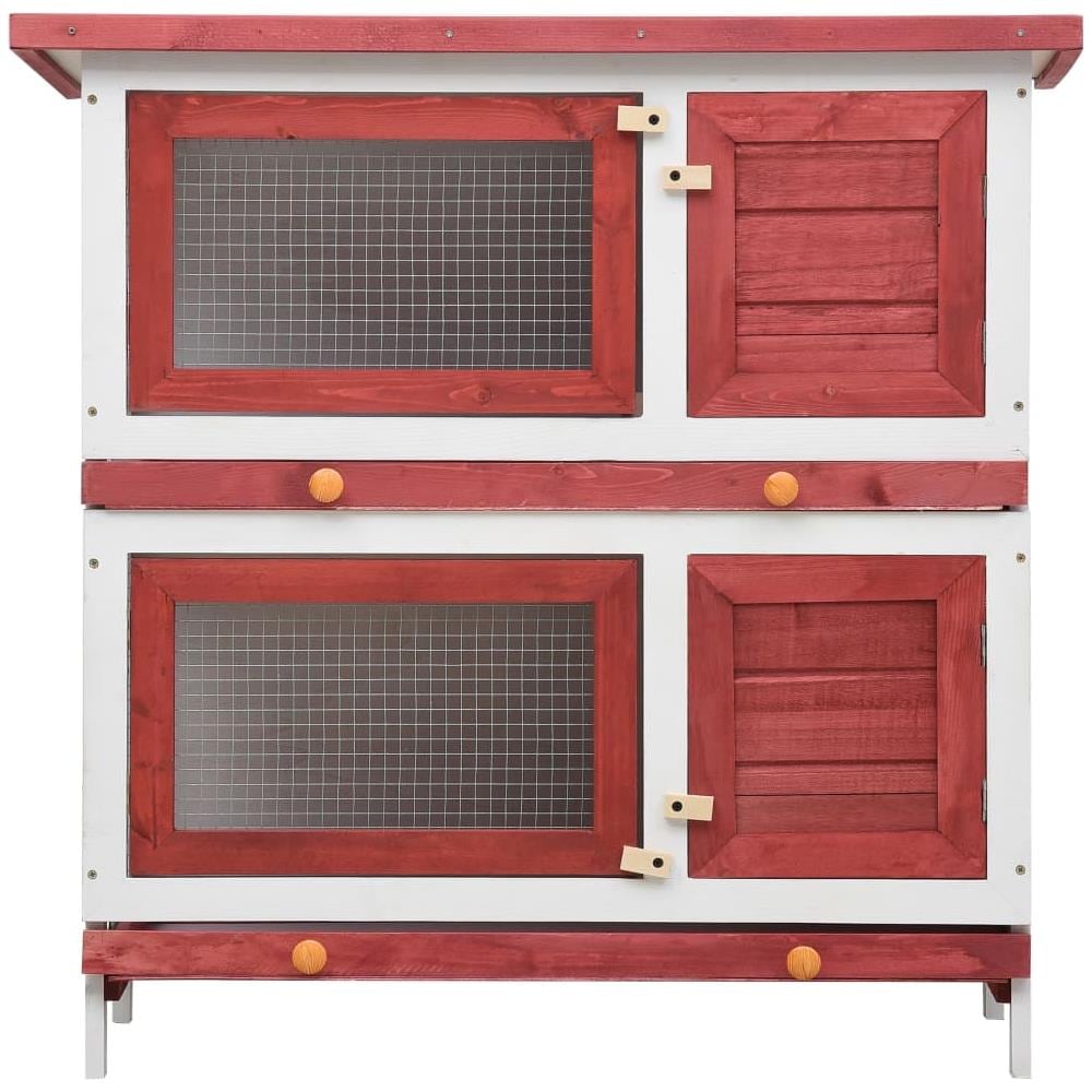 Conigliera per Esterni con 4 Porte Rosso in Legno - Foto 2