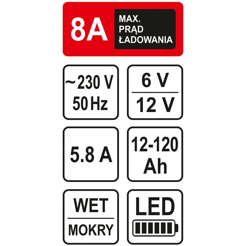 Caricabatterie con LED 6/12V 8A 120Ah - Foto 2