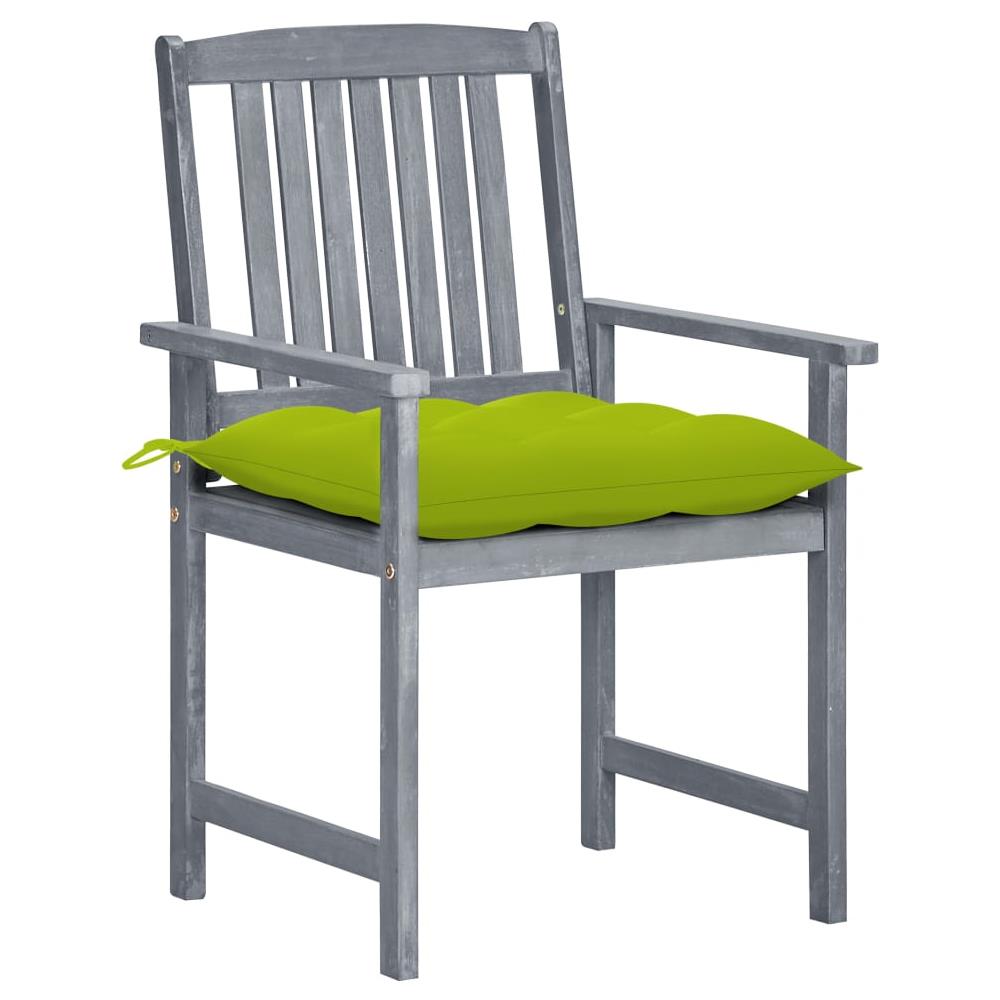 Sedie da Giardino con Cuscini 4 pz in Massello di Acacia Grigio - Foto 3