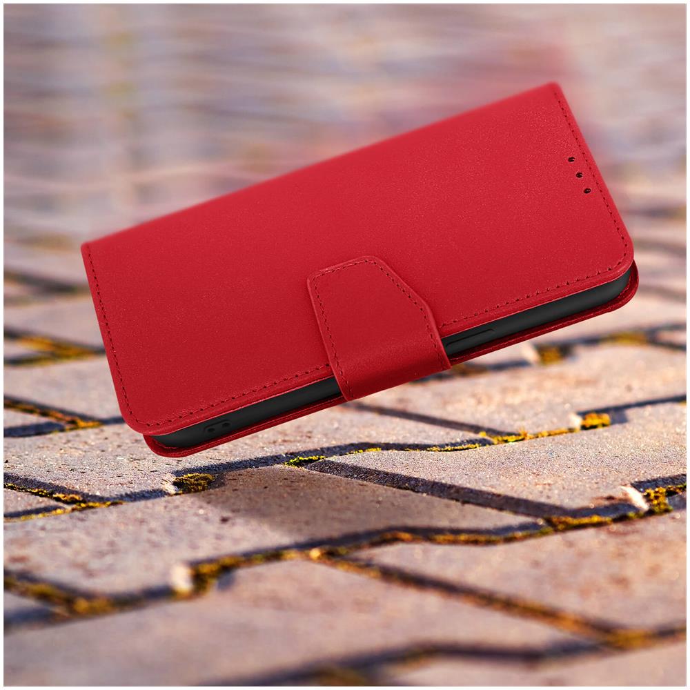 Custodia Vera Pelle Per Iphone 13 Portacarte E Supporto Video Rossa - Foto 2