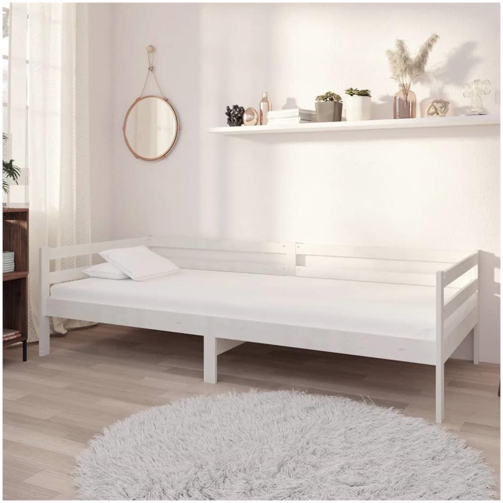 Divano Letto Con Materasso 90x200 Cm Bianco In Massello Di Pino - Foto 1