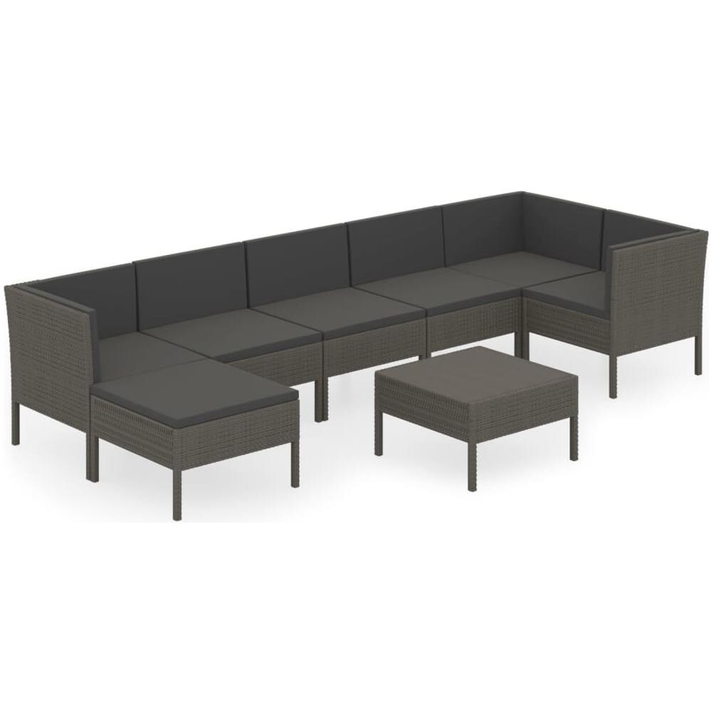 Set Divani Da Giardino 8 Pz Con Cuscini In Polyrattan Grigio - Foto 2