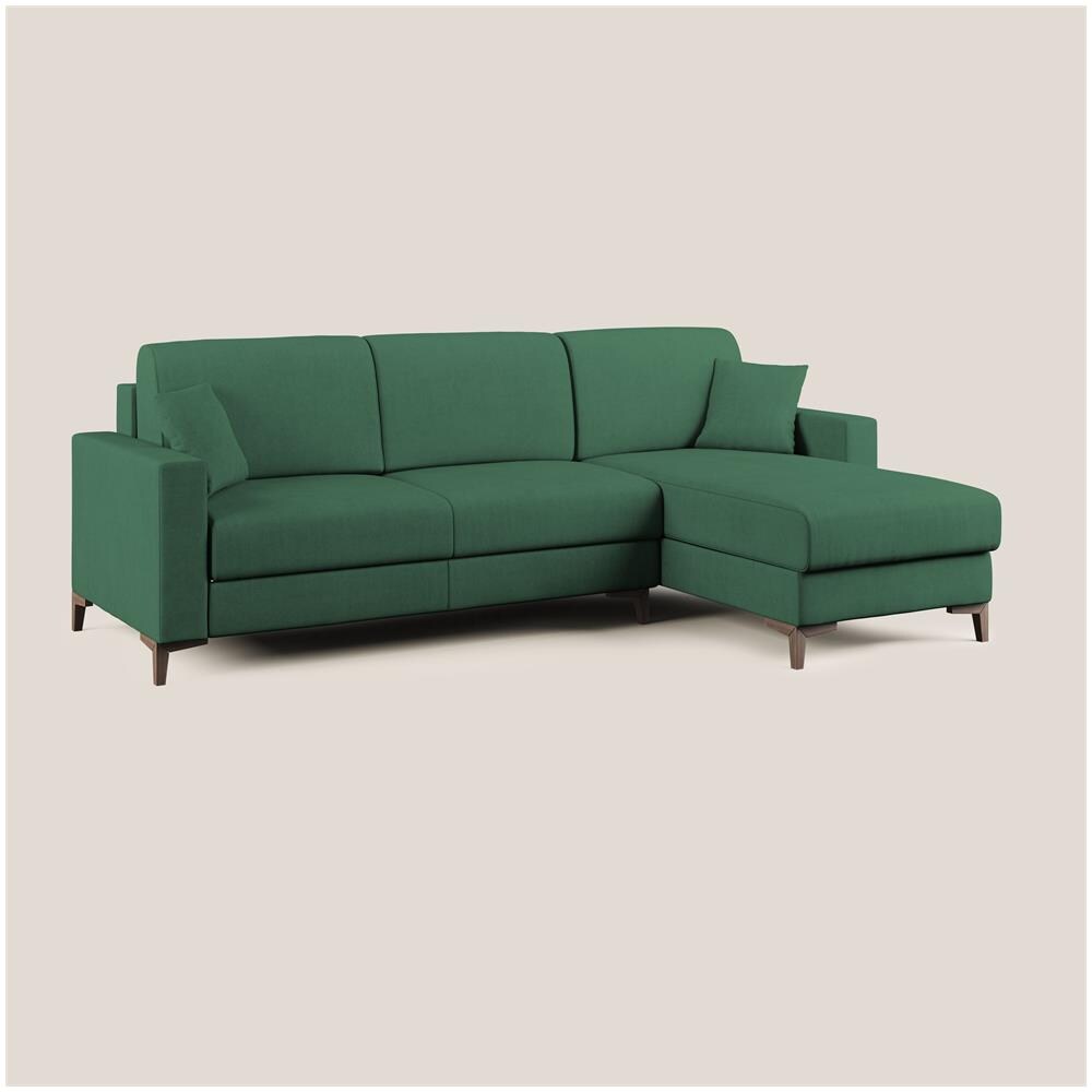 Kafka Divano Letto Angolare In Morbido Tessuto Impermeabile T02 Verde 262 Cm Destro (mat. 120x197) - Foto 2
