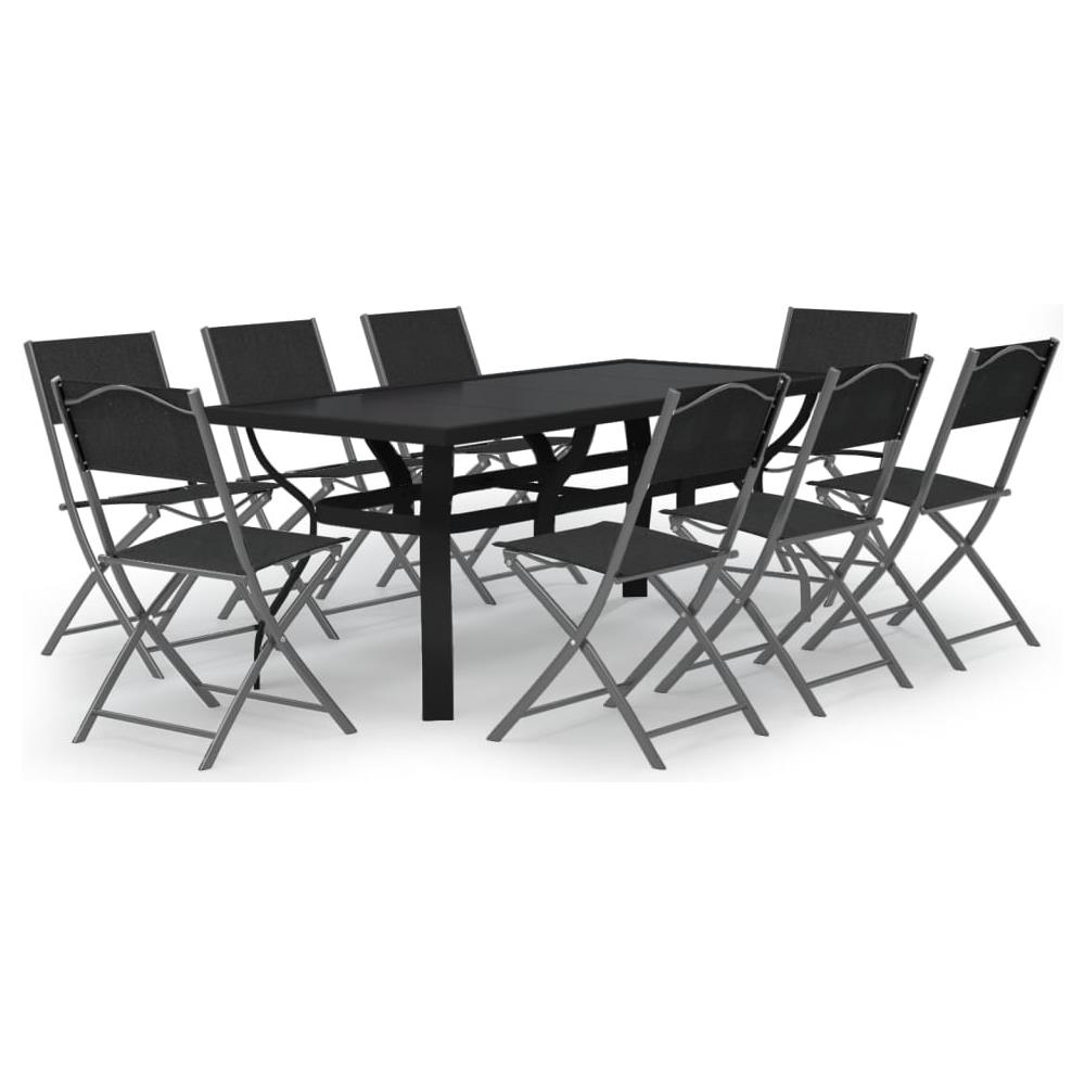 VidaXL Set da Pranzo da Giardino 7 pz Nero in Polyrattan e Acciaio | Leroy Merlin