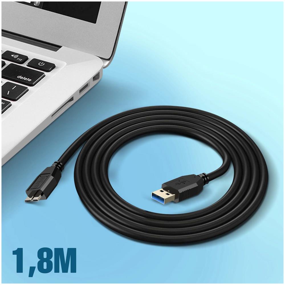 Cavo Usb 3.0 Micro B Per Samsung Galaxy S5 Note 3 / Note Pro 12.2 Nero 1,8 M - Foto 5