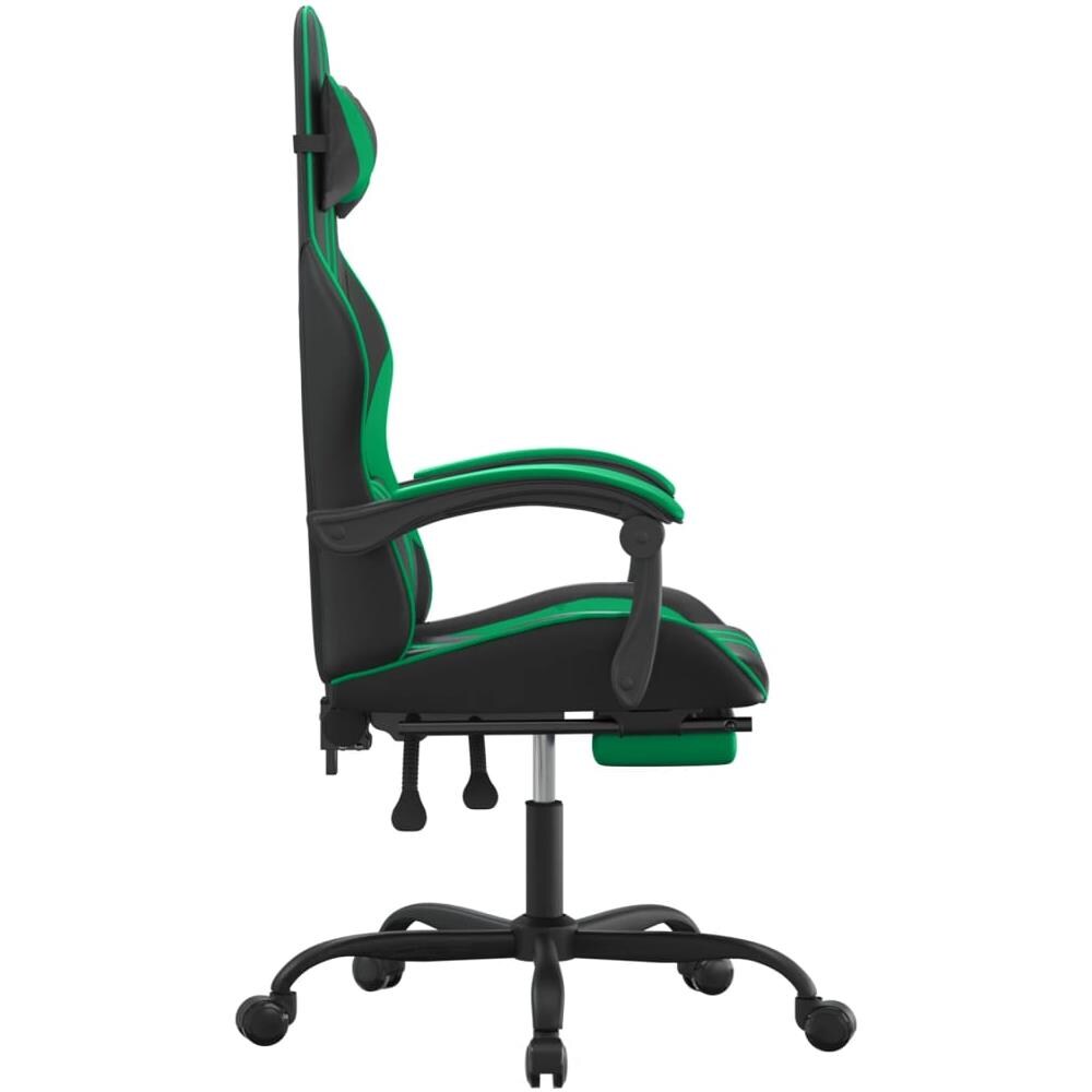 Sedia Da Gaming Con Poggiapiedi Nero E Verde In Similpelle - Foto 10