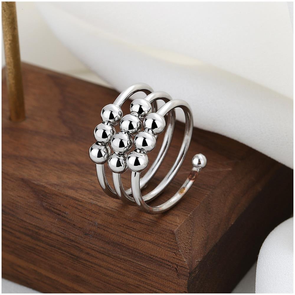 Anelli Antistress Con Perline Girevoli Confezione Da 3 Silver S - Foto 6