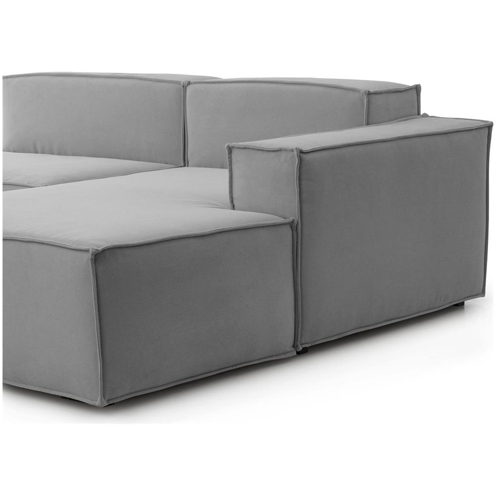 Divano Fisso Patrizia, Divano Componibile A 2 Posti Con Penisola Destra, 100% Made In Italy, Sofà Moderno In Tessuto, Cm 220x170h70, Grigio - Foto 4
