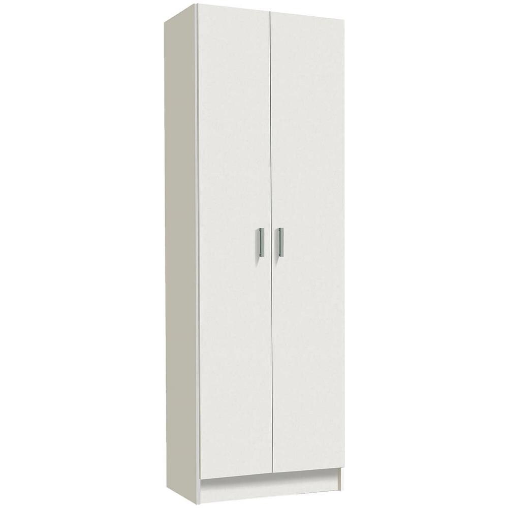 Armadio Multiuso Portsmouth, Mobile Ausiliario A 2 Ante, Guardaroba Portascarpe Moderno, Scarpiera Verticale, 59x37h180 Cm, Bianco - Foto 2