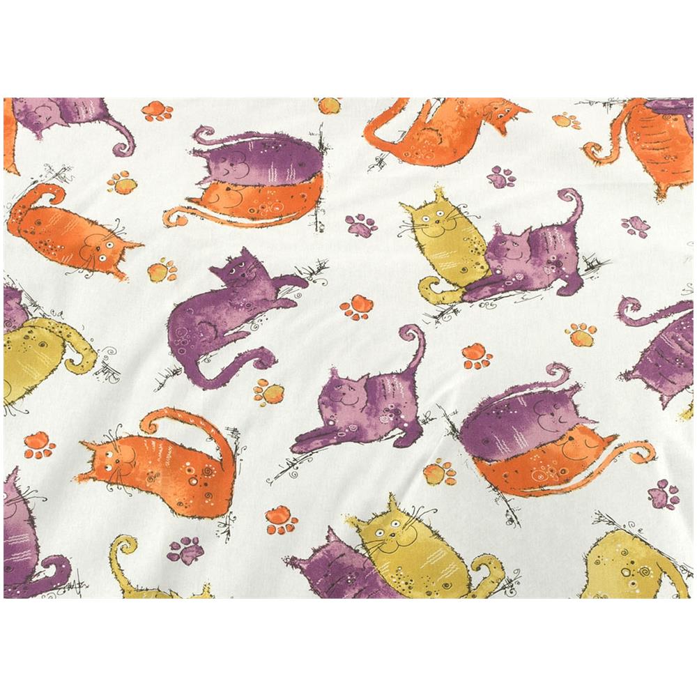 Sacco Copripiumino Piumone Letto In 100% Cotone Disegno Gatti Mod Rp Micio Colorato Animali Made Italy Piazza E Mezza Arancio - Foto 2