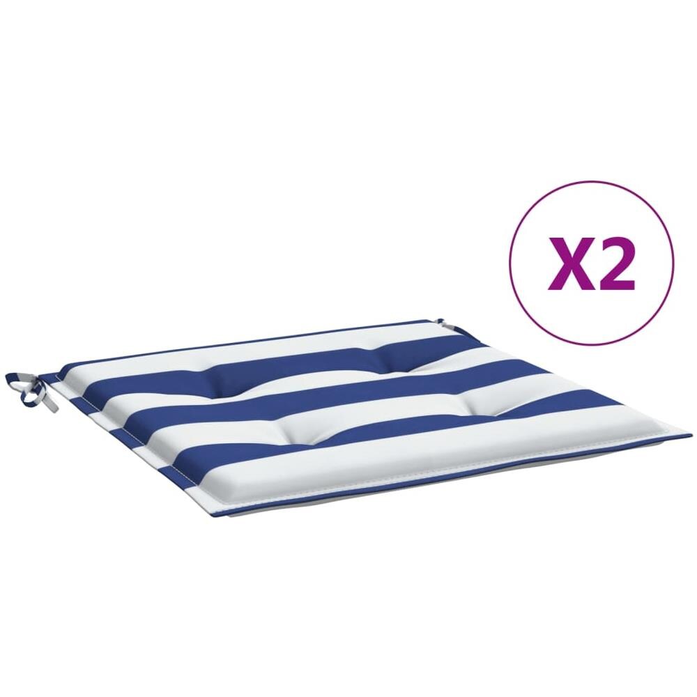 Cuscini Sedia Giardino 2pz Righe Bianche Blu 50x50x3 Cm Tessuto - Foto 2