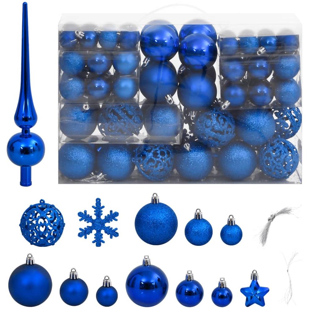 Set Palline Di Natale 111 Pz Blu In Polistirene - Foto 1