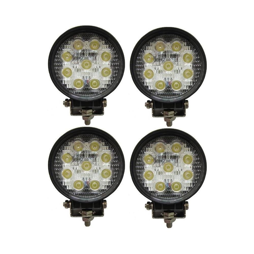 4 X Faro 27w Rotondo Faretto Led Da Lavoro 9 Led Da 3w Di Profondità Auto Barca - Foto 1