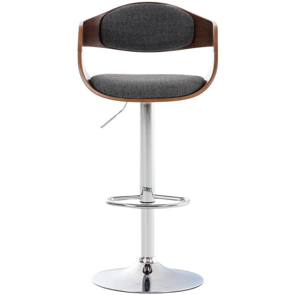 Sgabello rétro Kingston con Braccioli - Sgabello Bar Girevole 360° in Tessuto e Legno I Sgabello Alto Bancone Regolabile 63 - 77 cm Noce / Grigio Chiaro - Foto 2