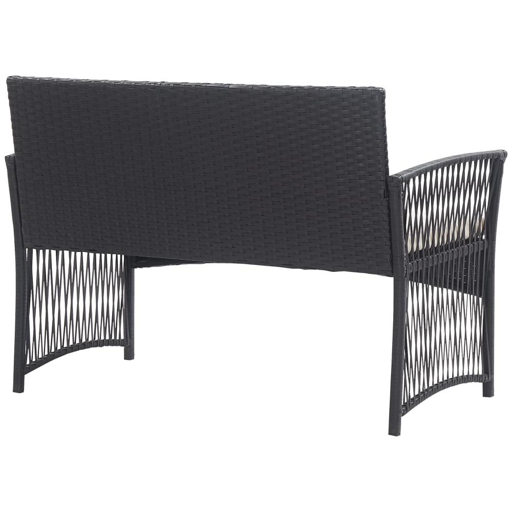 Set Divani Da Giardino 4 Pz Con Cuscini In Polyrattan Nero - Foto 1