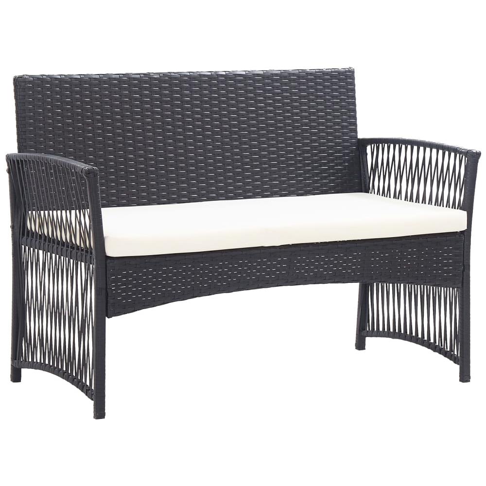 Set Divani Da Giardino 4 Pz Con Cuscini In Polyrattan Nero - Foto 3