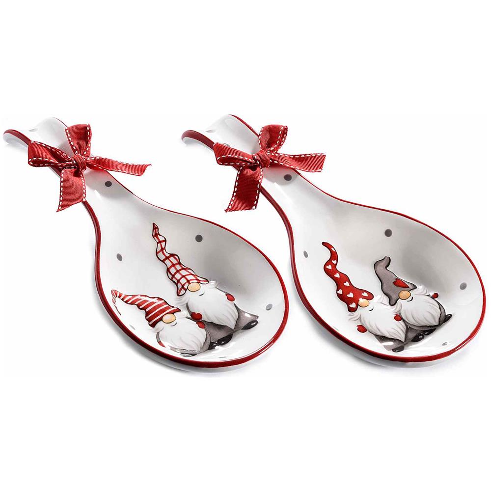 Set Quattro Poggia Mestoli In Ceramica Decorata Con Disegni Natalizi Idea Regalo - Foto 1