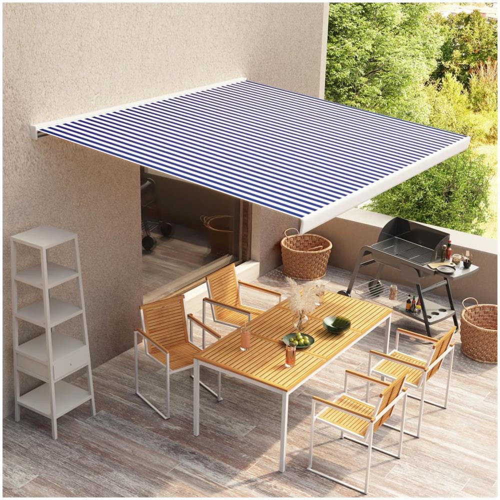 Tenda A Cassonetto Motorizzata 350x250 Cm Blu E Bianco - Foto 1