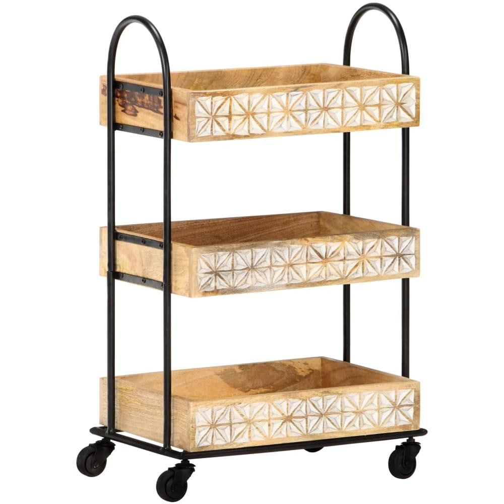 Carrello Da Cucina A 3 Livelli 46x30x76 Cm In Massello Di Mango - Foto 1