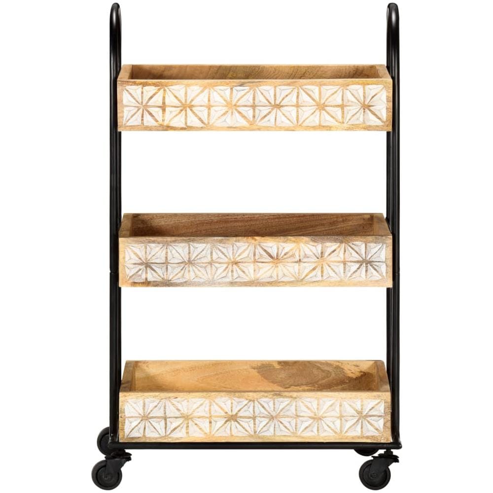 Carrello Da Cucina A 3 Livelli 46x30x76 Cm In Massello Di Mango - Foto 2