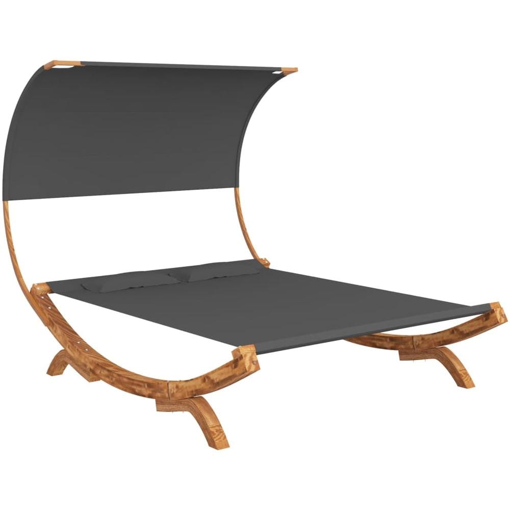 Lettino con Tettuccio 165x203x126 cm in Legno Curvato Antracite - Foto 2