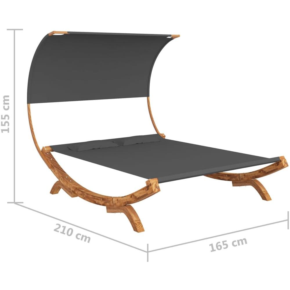 Lettino con Tettuccio 165x203x126 cm in Legno Curvato Antracite - Foto 6