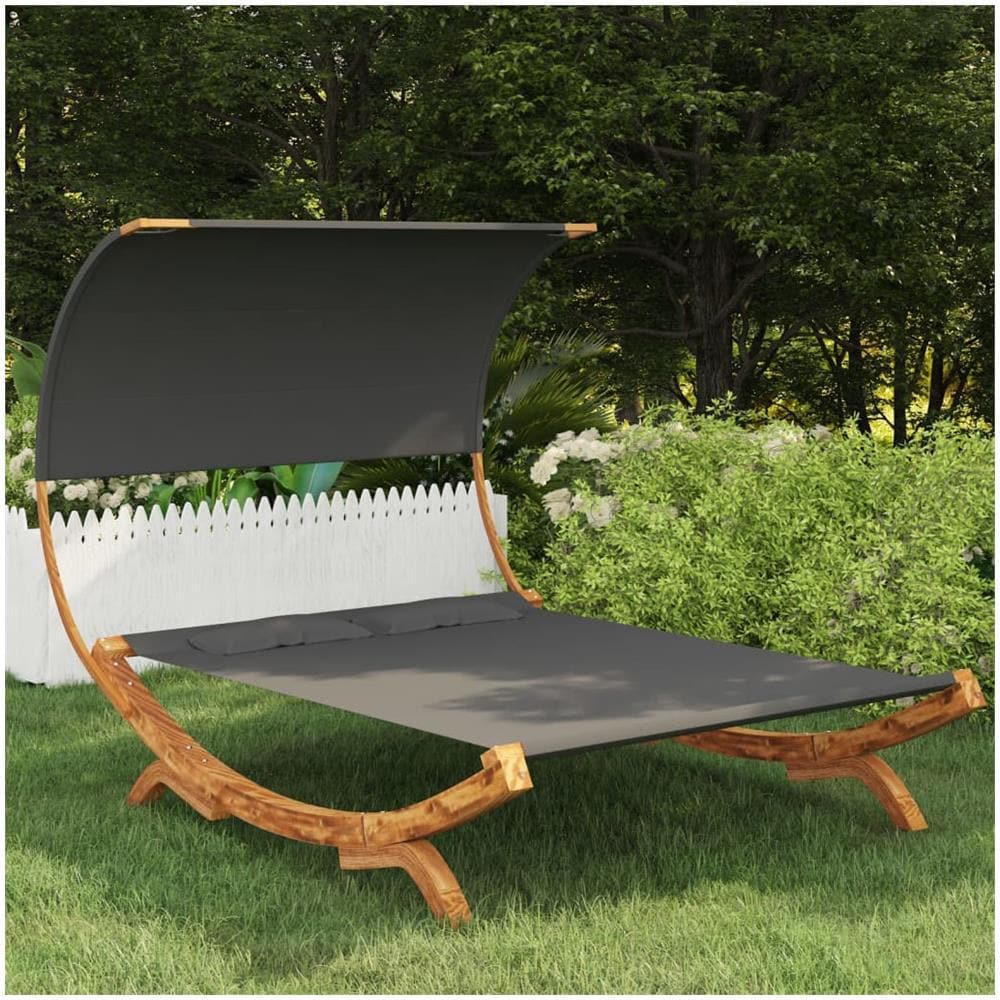 Lettino con Tettuccio 165x203x126 cm in Legno Curvato Antracite - Foto 1