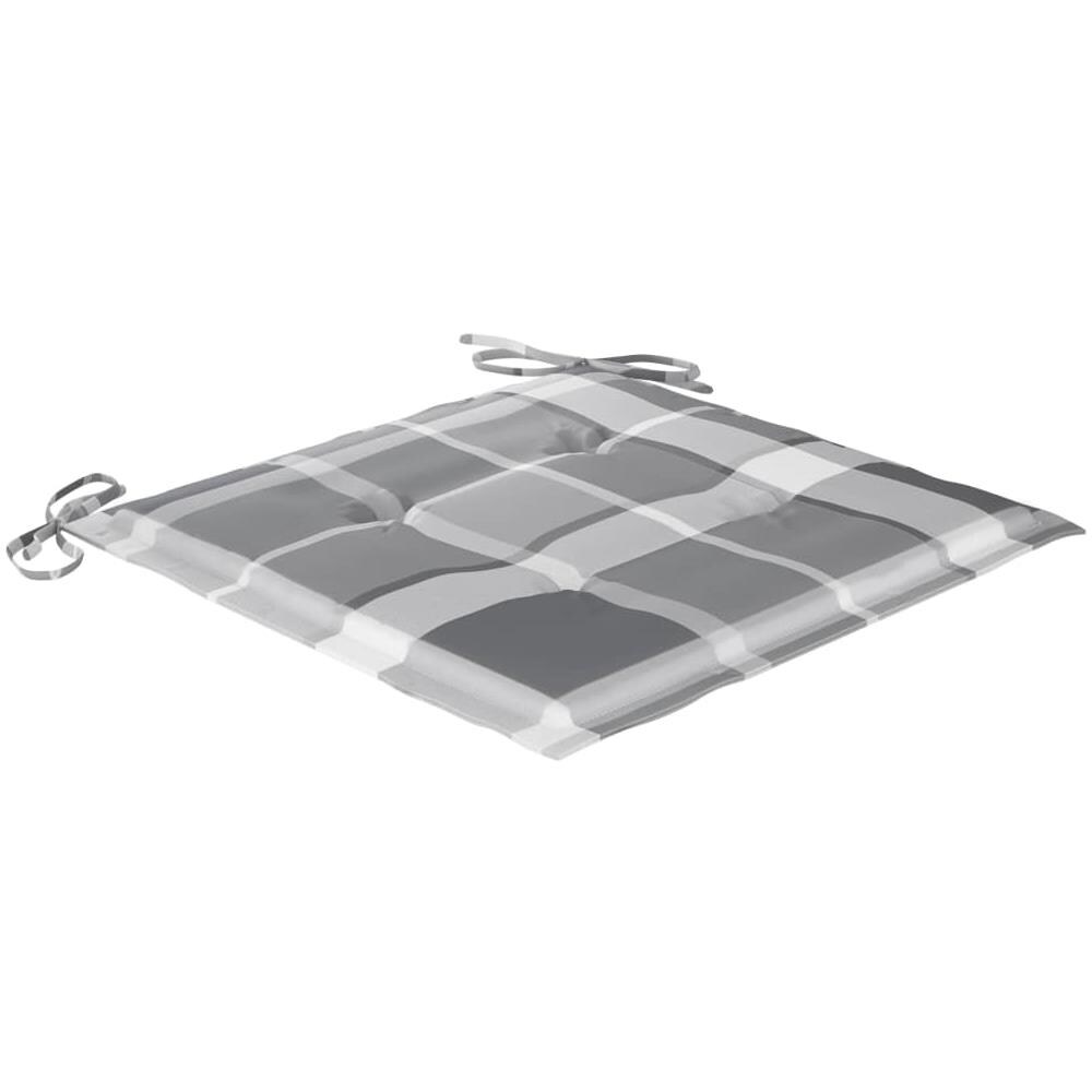 Cuscini Sedie Giardino A Quadri Grigi 4 Pz 50x50x4 Cm Tessuto - Foto 2