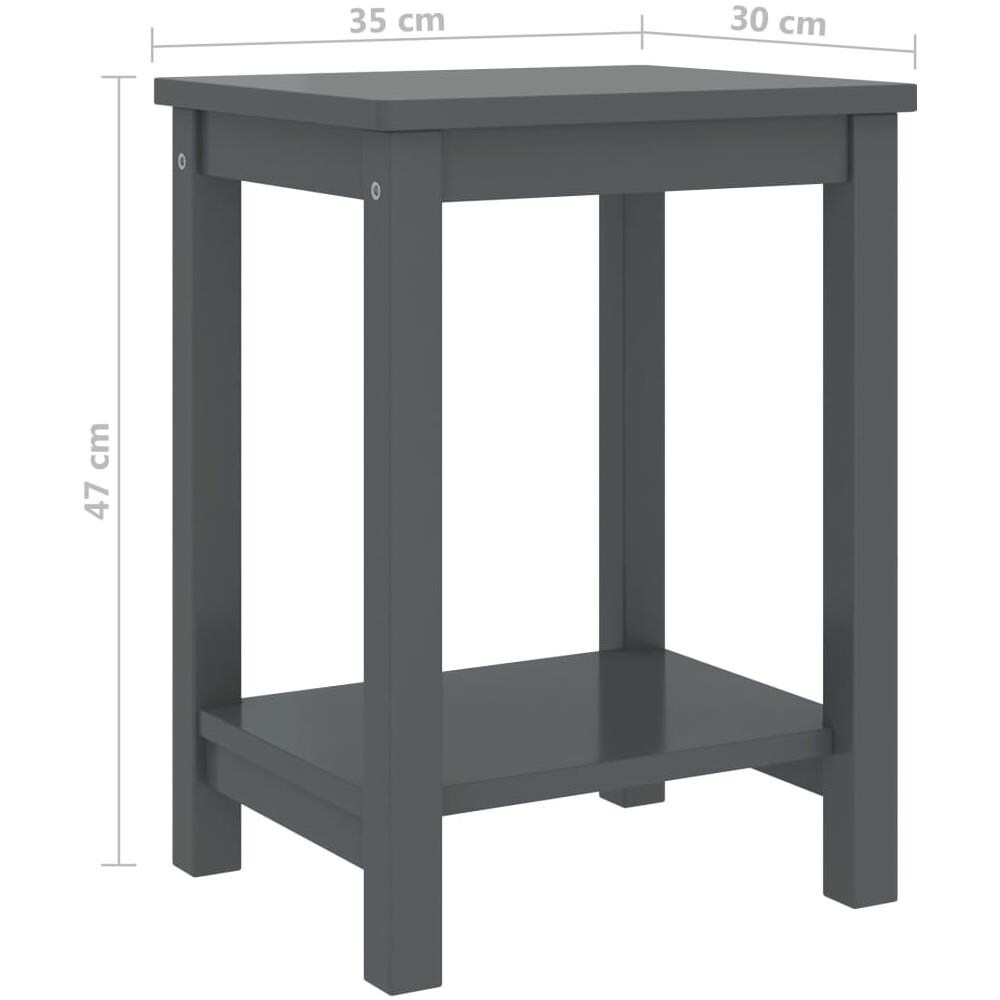 Comodino Grigio Scuro 35x30x47 Cm In Legno Massello Di Pino - Foto 5