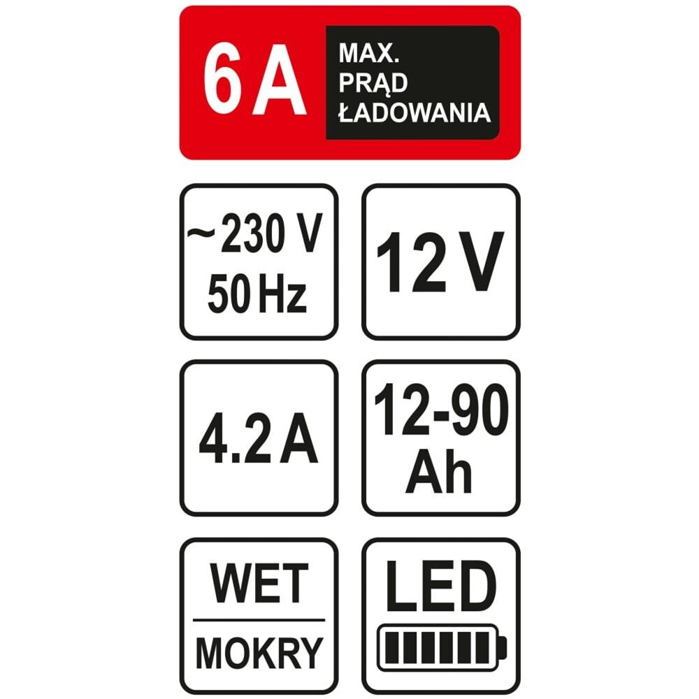 Caricabatterie con LED 12V 6A 90Ah - Foto 3