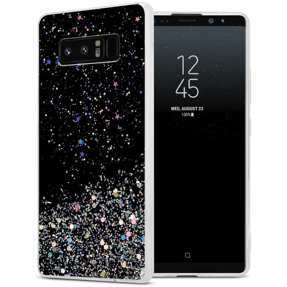 Custodia Compatibile Con Samsung Galaxy Note 8 In Nero Con Glitter - Coperchio Protettivo In Silicone Tpu Flessibile Con Glitter Scintillanti - Foto 1