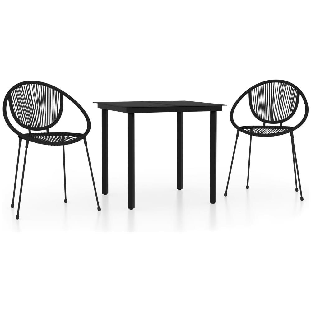 Set Mobili Da Pranzo Per Giardino 3 Pz Nero - Foto 2