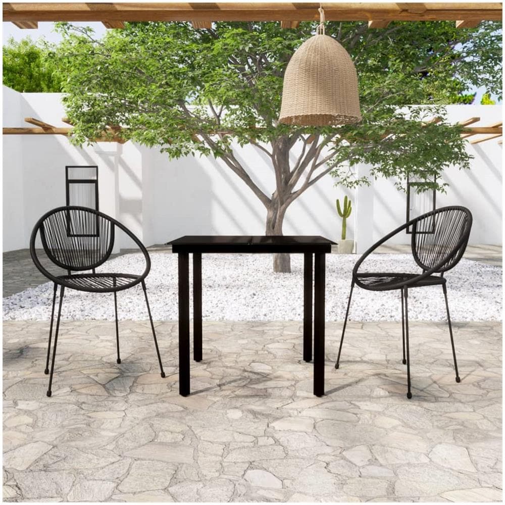 Set Mobili Da Pranzo Per Giardino 3 Pz Nero - Foto 1